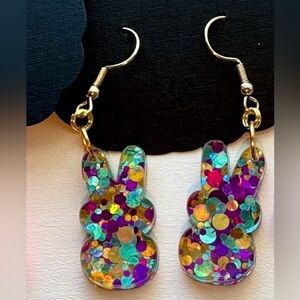 Party confetti bunny earrings | Hook style | Easter